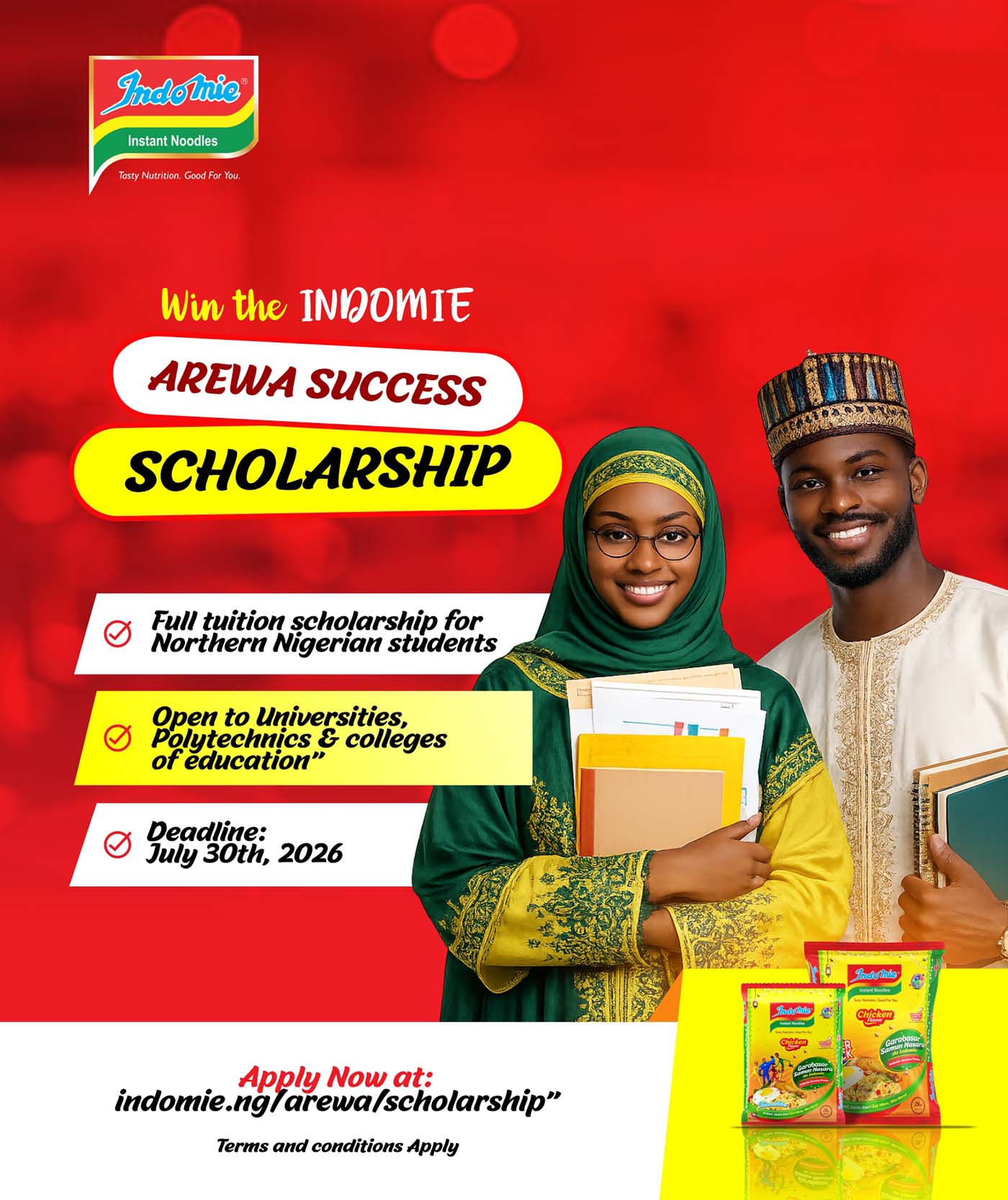 Indomie Arewa Success Scholarship — full tuition for Northern Nigerian students