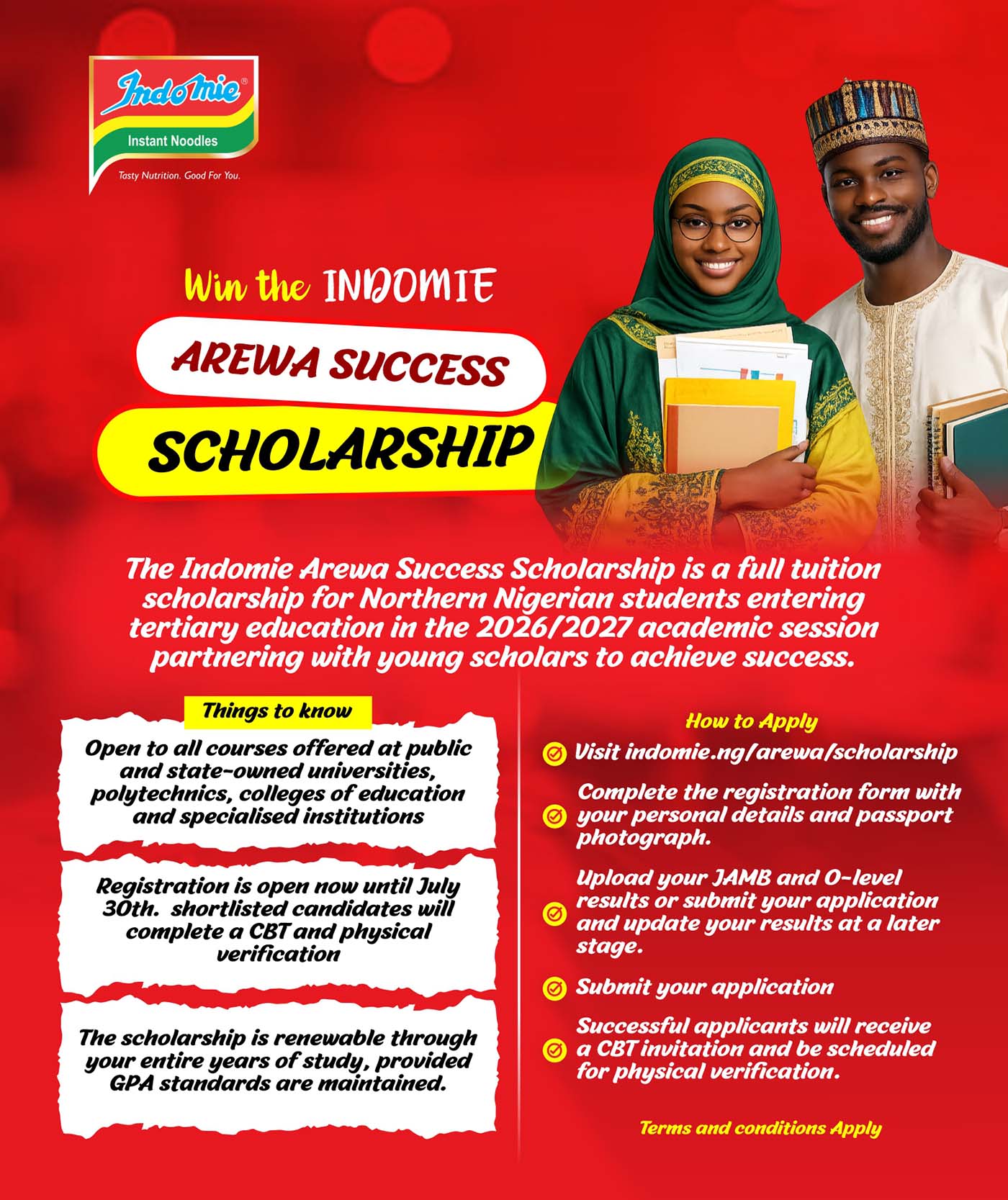 Things to know and how to apply for the Indomie Arewa Scholarship